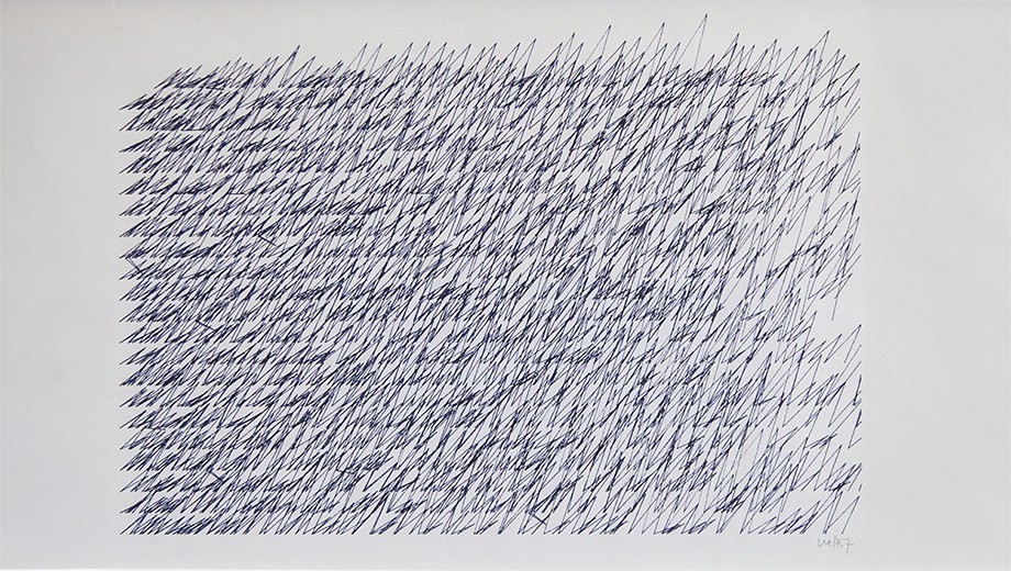 Hungarian artist Vera Molnar simulated her late mother's handwriting in plotter drawings, including this 1987 piece.