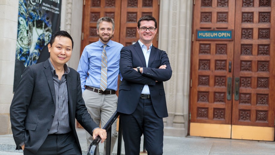 John Wee, James Osborne, and Hervé Reculeau bring experience in Assyriology and archaeology to UChicago. Not pictured: Ghenwa Hayek and Susanne Paulus.