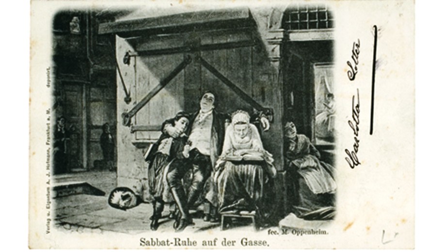 Postcard with a scene of everyday Jewish life